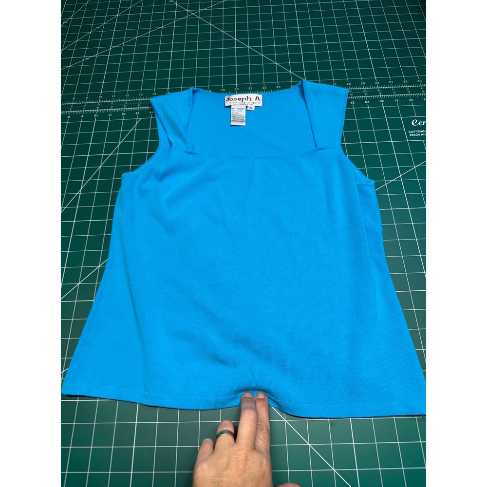 Joseph A Womens XL Turquoise Blue Square Neck Sleeveless Knit Shell Tank Top